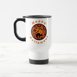 Caneca Térmica Feliz lanterna do Halloween aranhas e morcegos neg
