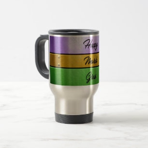 Caneca Térmica Feliz Mardi Gras roxo de ouro b