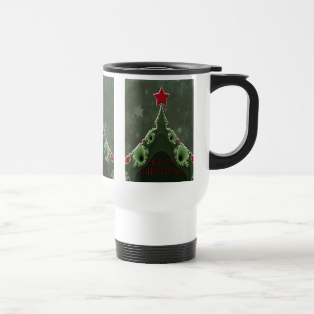 Caneca Térmica Feliz Natal - Árvore Fractal e Estrela (Direita)