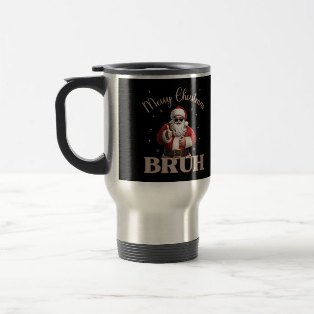 Caneca Térmica Feliz Natal BRUH Engraçado design (Esquerda)