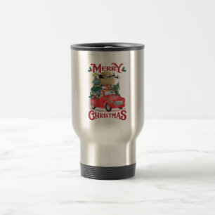 Caneca Térmica Feliz Natal Vintage Red Papais noeis Caminhão