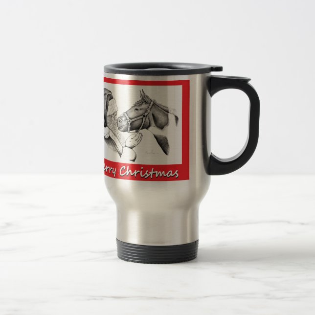 Caneca Térmica Feliz Papai noel de Natal e Cavalo (Direita)