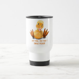 Caneca Térmica Feliz Sorriso de Piscar os olhos Feliz Pato Amarel