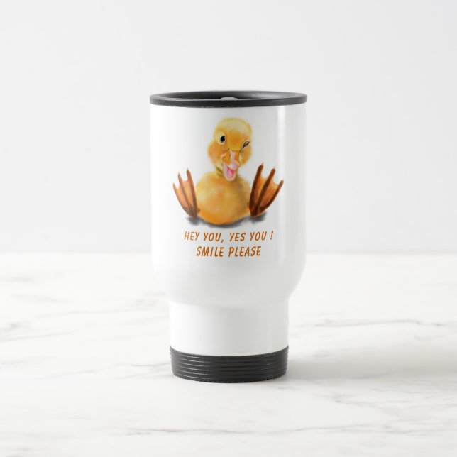 Caneca Térmica Feliz Sorriso de Piscar os olhos Feliz Pato Amarel (Centro)