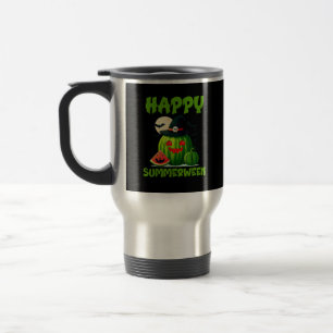 Caneca Térmica Feliz Verão entre a melancia de Verão Jack-O-Lante