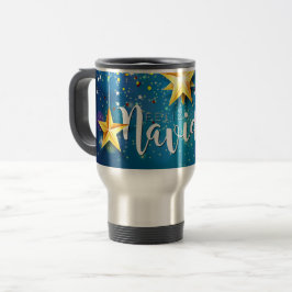Caneca Térmica Felize Navidad Dourada Stars Natal