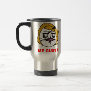 Caneca Térmica Fêmea loura mim cara cómica Meme da raiva de Gus