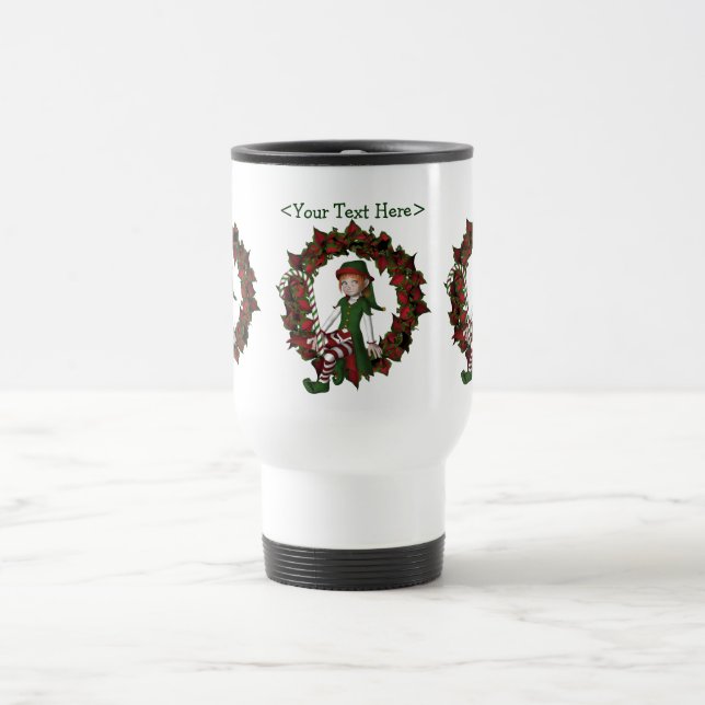 Caneca Térmica Feriado de Natal Personalizado para Rapariga Elf (Centro)