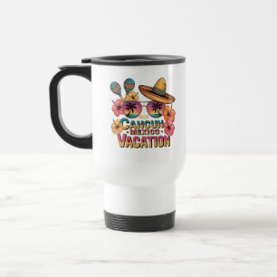 Caneca Térmica Férias no México Cancun Viagem de Praia Verão Trop