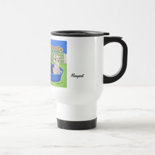 Caneca Térmica Festa na piscina engraçada personalizada Labrador