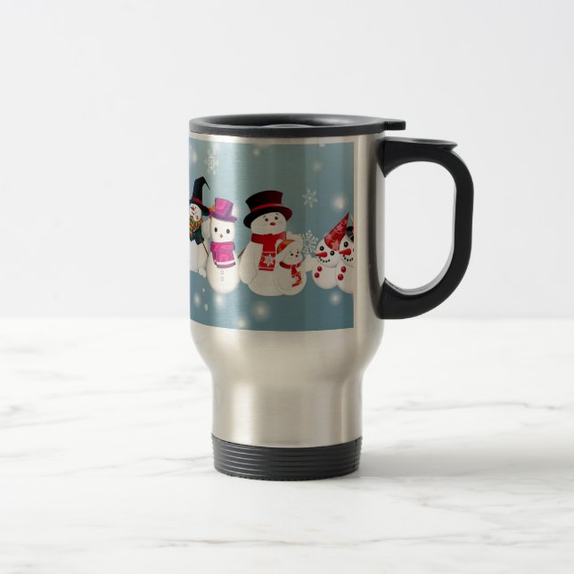 Caneca Térmica Festas Felizes Bonecos de Neve (Direita)