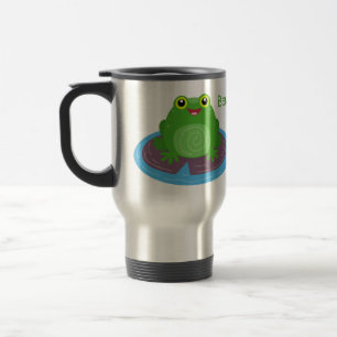 Caneca Térmica Figura de desenho animado do sapo verde-bonito