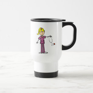 Caneca Térmica Figura fêmea loura enfermeira da vara