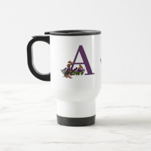 Caneca Térmica Filhote de Beagle Borboletas Monograma Inicial A N