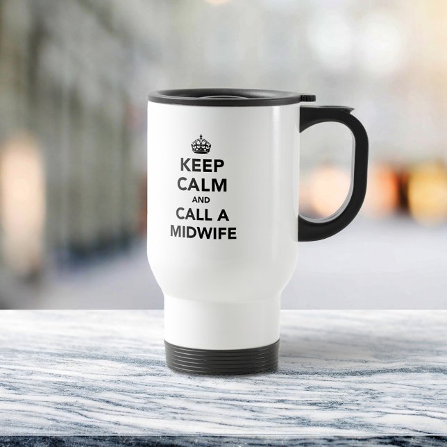 Caneca Térmica Fique calmo e chame uma parteira (Criador carregado)