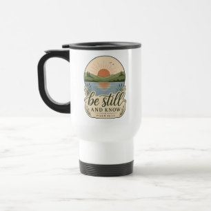 Caneca Térmica Fique Calmo & Saiba Salmo 46:10 Natureza Cristã Fé