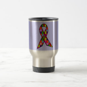 Caneca Térmica Fita da consciência do autismo no teste padrão d