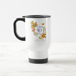 Caneca Térmica Fita de Rosa Dourada 50º Aniversário