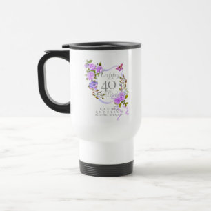 Caneca Térmica Fita de Rosa Roxa 40º Aniversário