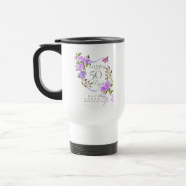 Caneca Térmica Fita de Rosa Roxa 50º Aniversário