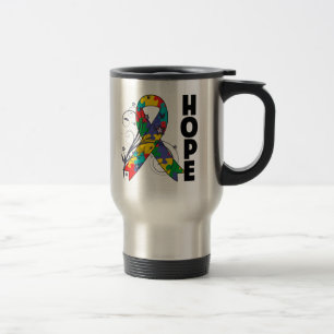 Caneca Térmica Fita floral da esperança do autismo