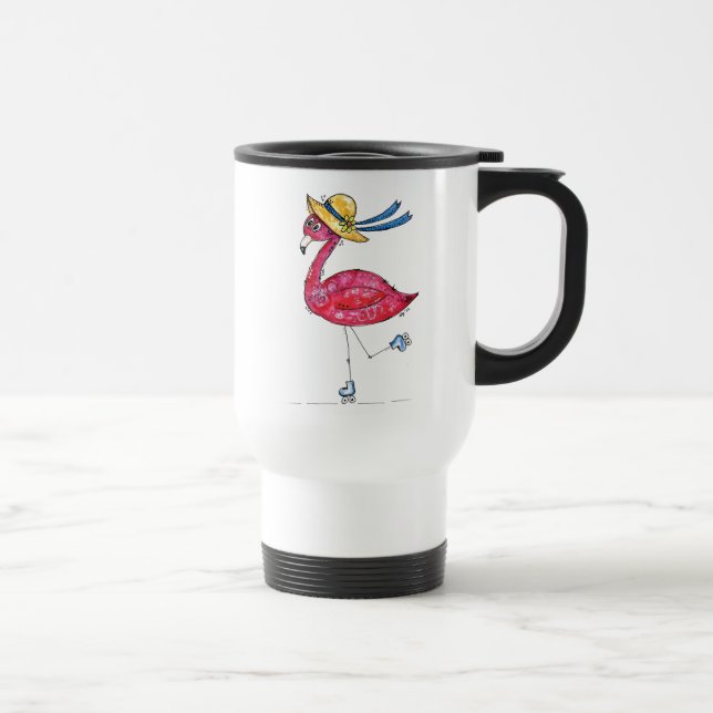 Caneca Térmica Flamingo, branco e branco, cor-de-rosa, em Skates (Direita)