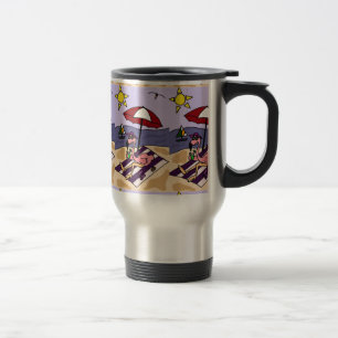 Caneca Térmica Flamingo cor-de-rosa engraçado na praia
