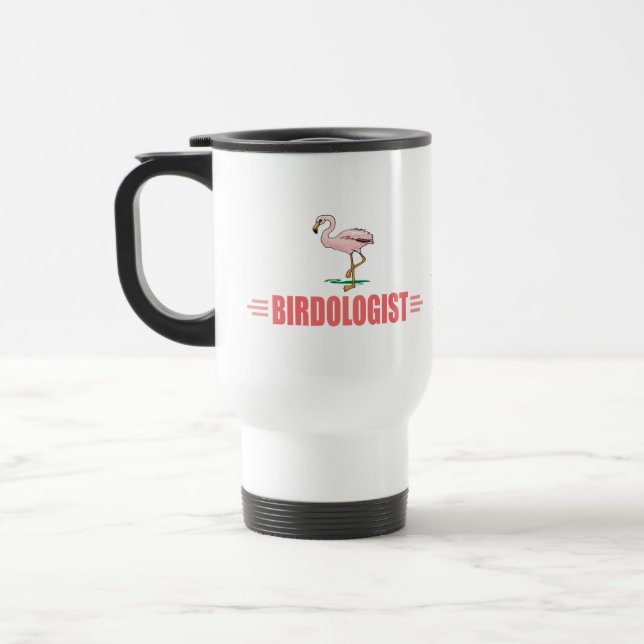 Caneca Térmica Flamingo Engraçado de Observação de Aves (Esquerda)