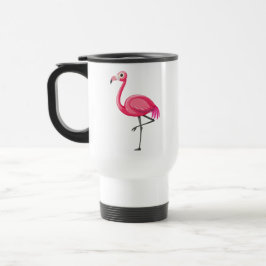 Caneca Térmica Flamingo Rosa em Estilo Cartoon