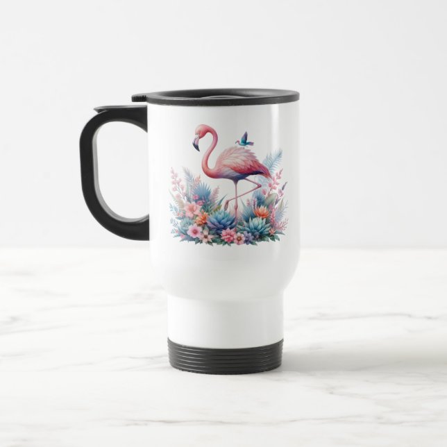 Caneca Térmica Flamingo Rosa Sublimação (Esquerda)