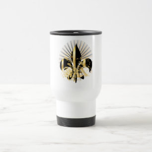Caneca Térmica Fleur de Lis, preto e Dourado