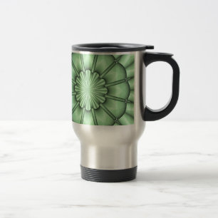 Caneca Térmica Flor abstrato em verde-claro