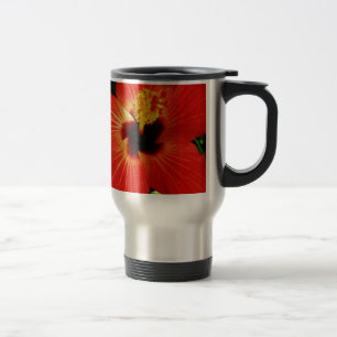 Caneca Térmica Flor alaranjada vermelha brilhante do hibiscus