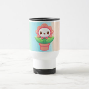 Caneca Térmica Flor branca, branca, pote