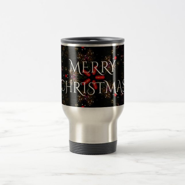 Caneca Térmica Flor caleidoscópica Design Vermelho Preto e Branco (Centro)