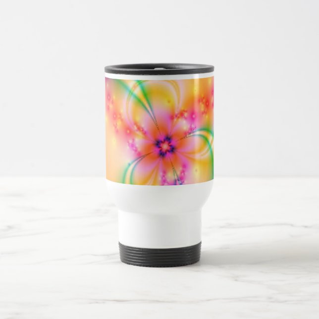 Caneca Térmica Flor cor-de-rosa com fitas (Centro)