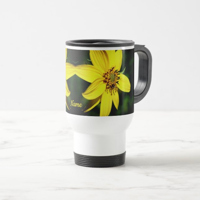 Caneca Térmica Flor de Girassol Máximo Personalizado (Frente Esquerda)