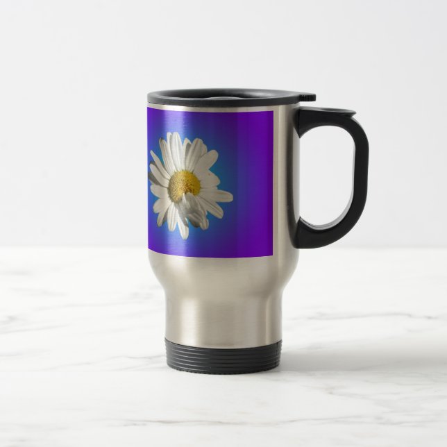 Caneca Térmica Flor de Margarida Branca Gradiente Azul Roxo (Direita)
