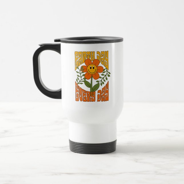 Caneca Térmica Flor de margarida retrô sorridente dos anos 70 (Esquerda)