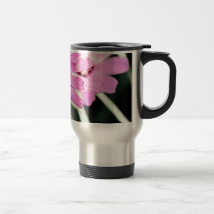 Caneca Térmica Flor de margarida rosa. Arte fotográfica floral.