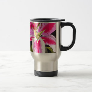 Caneca Térmica Flor de pop de arte rosa quente Lily Tenerife