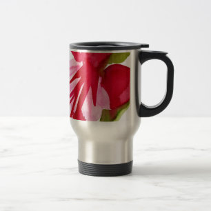 Caneca Térmica Flor de pop de cor da água rosa Fuchsia