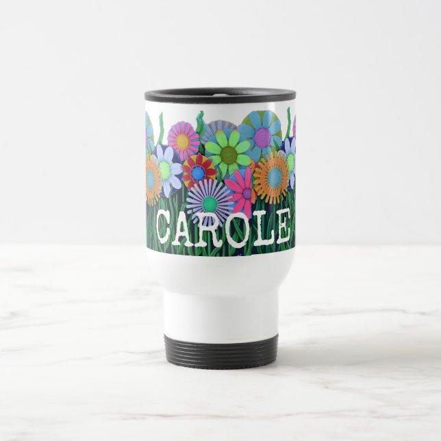 Caneca Térmica Flor feliz brilhante das cores de Personzlized (Centro)