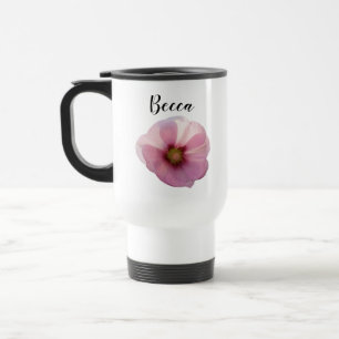 Caneca Térmica Flor Hollyhock Rosa Brilhante Personalizado