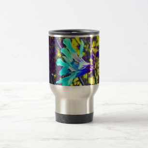 Caneca Térmica flor legal do céu amarelo roxo da orquídea da