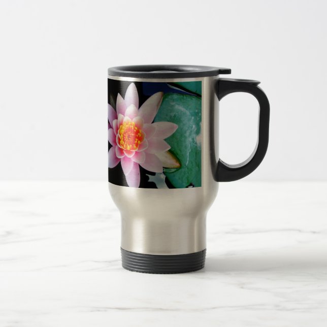 Caneca Térmica Flor lírio de água, rosa quente e lótus laranja (Direita)