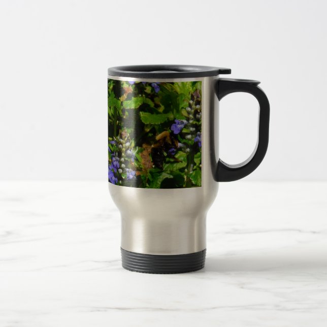 Caneca Térmica Flor Roxo e Abelhas (Direita)