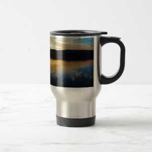Caneca Térmica Flor selvagem, pôr de sol azul