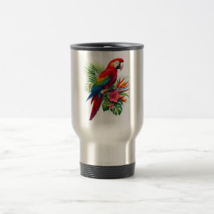 Caneca Térmica Flor tropical de arara vermelha