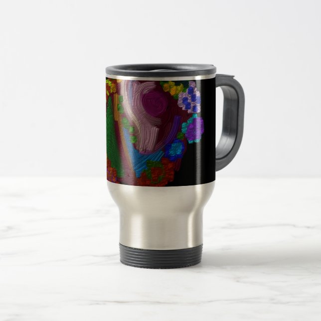 Caneca Térmica Floral Colorido de Arco-Íris (Frente Esquerda)